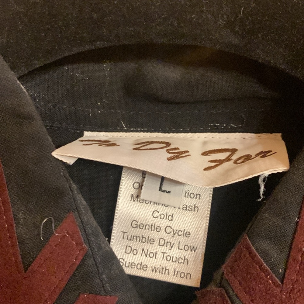 Western Rodeo Shirt Green & Burgundy Suede Size Large View 5